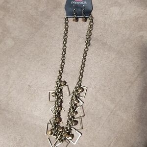 Paparazzi Gold Necklace and Earring Set
